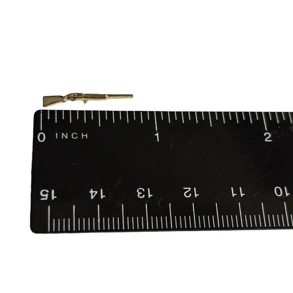 Vintage Lever Action Rifle Gun Tie Bar Clip Clasp Gold Tone Lapel Tiny‎ Hunting